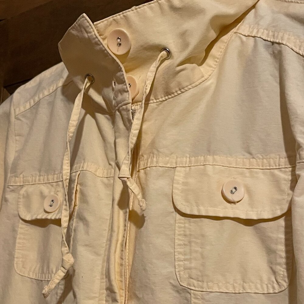 SO SOFT!! Croft & Barrow L Yellow Knit Woven Cotton Zip Button Sweatshirt Jacket - Picture 6 of 15